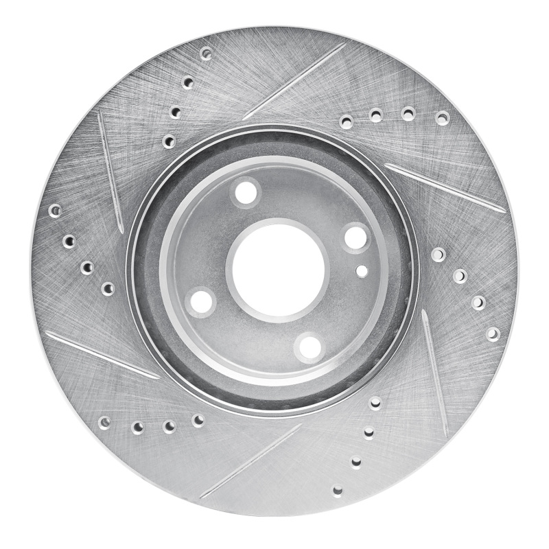 Fiat 124 Spider Brake Rotor (1) - Front Right - R1 Concepts - Drilled & Slotted - Silver - `16-`25